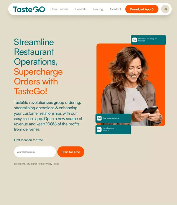 TasteGo - Landing design inspiration