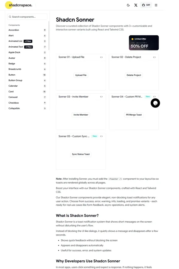 5+ Shadcn Sonner Components for React & Next.js