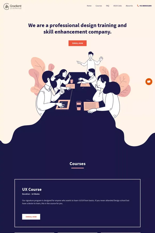 Gradient Learning-UI/UX design training and skill enhancement academy - Landing design inspiration