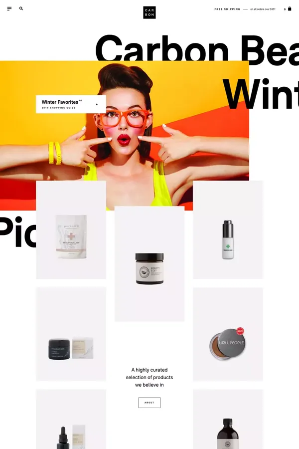 Carbon Beauty - Ecommerce design inspiration