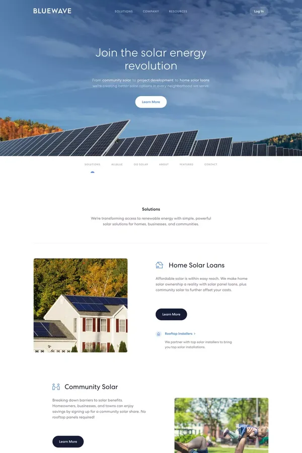 A Solar Energy Development & Financing Company | BlueWave Solar - Landing design inspiration