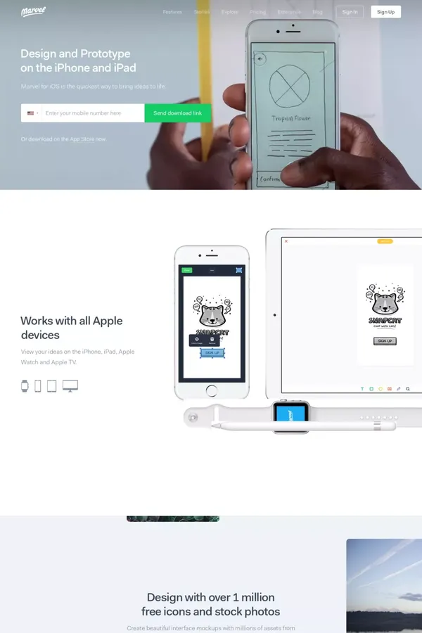 Marvel - Free mobile & web prototyping - Landing design inspiration