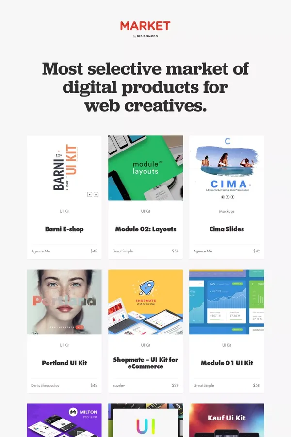 Designmodo Market - Digital Goods Marketplace for Web Creatives - Landing design inspiration