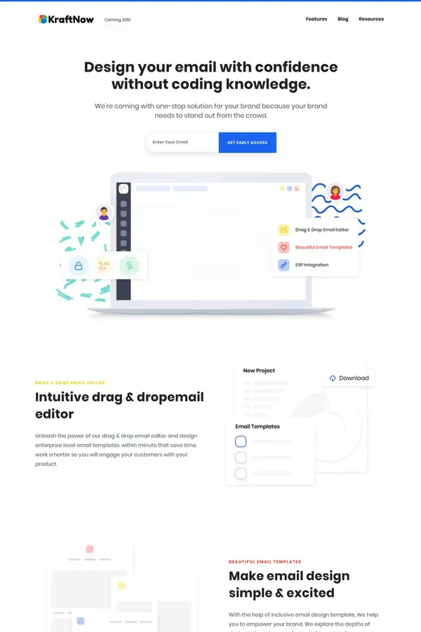 KraftNow – Drag and Drop email editor - Landing design inspiration