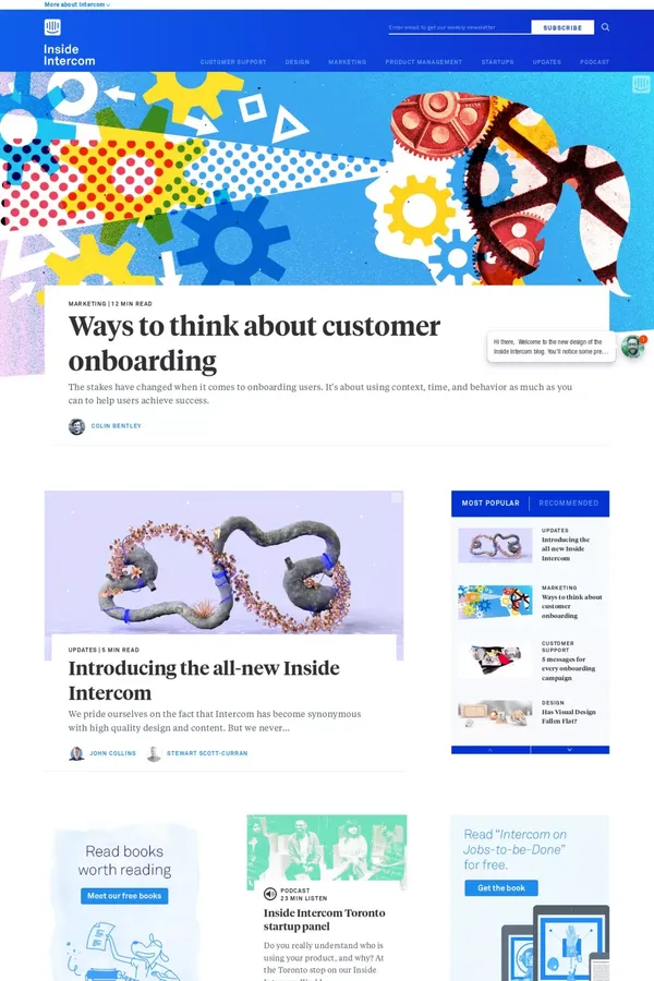 Inside Intercom - Design, Customer Success, & Startup Blog - Blog design inspiration