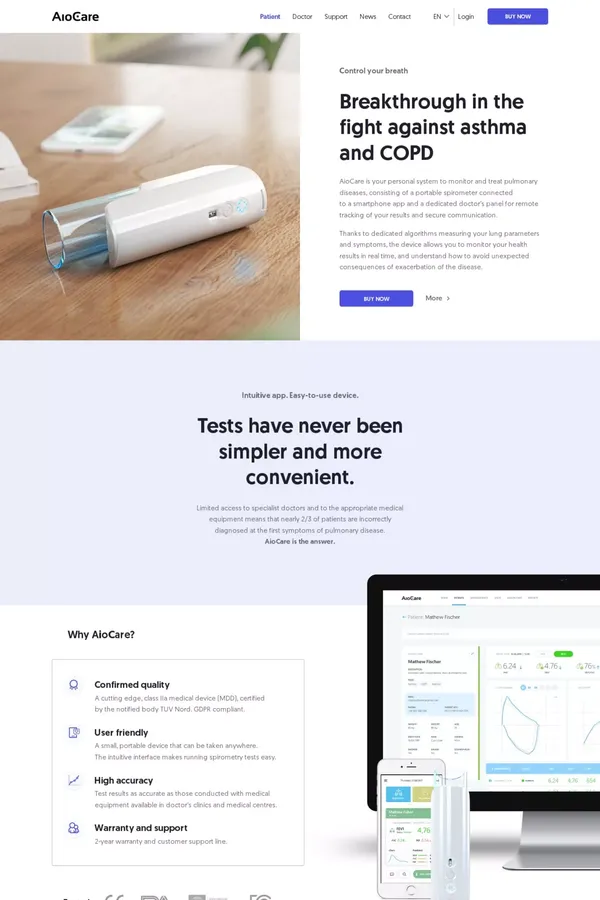 AioCare Digital Respiratory Disease Management System - Landing design inspiration