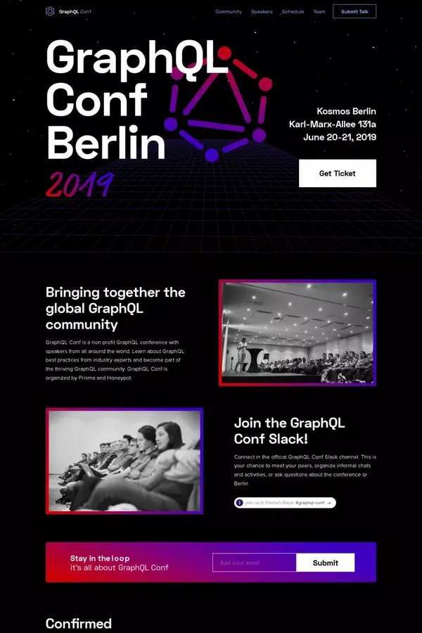 GraphQL Conf - Berlin 2019 - Landing design inspiration