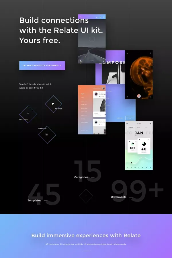 InVision | Free Relate UI kit for Photoshop and Sketch - Landing design inspiration