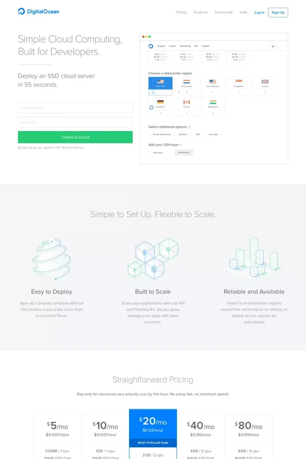 DigitalOcean - Landing design inspiration