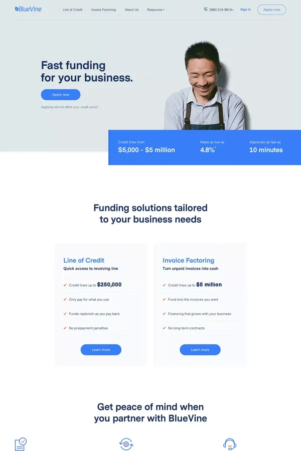 https://bluevine.com/ - Landing design inspiration