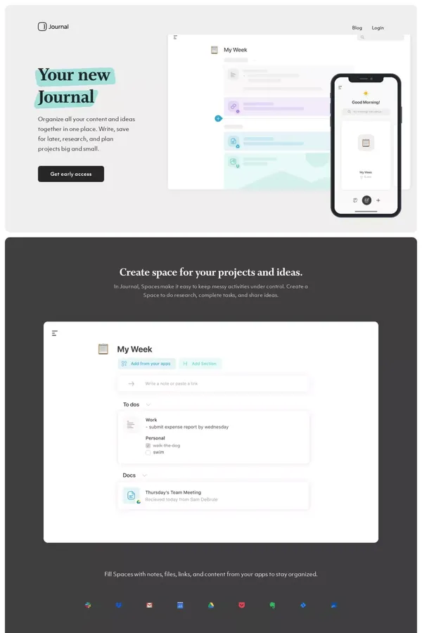 Journal - Landing design inspiration