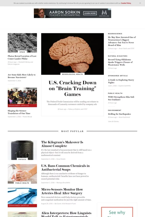 Scientific American | Science News, Articles, and Information - Blog design inspiration
