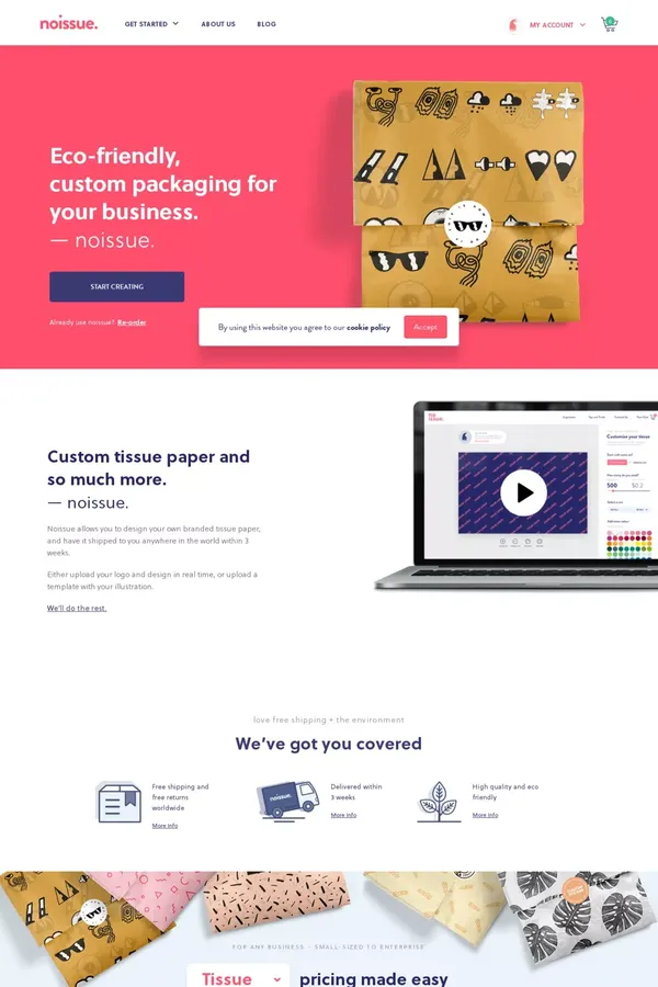 Customised Tissue Paper, Printing on Tissue Paper | noissue - Landing design inspiration