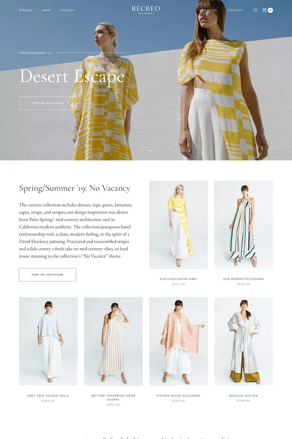 Recreo San Miguel - Luxury apparel inspired by traditional Latin American garments - Ecommerce design inspiration