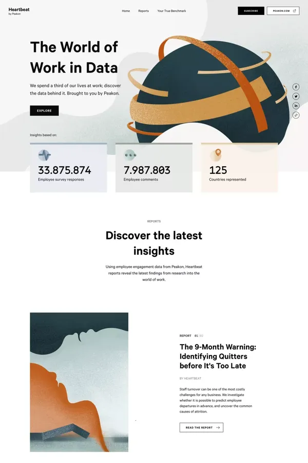 Employee Engagement: The World of Work in Data - Landing design inspiration