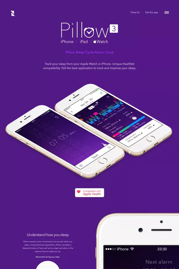 Pillow: Sleep Cycle Alarm Clock for Better Sleep - Landing design inspiration