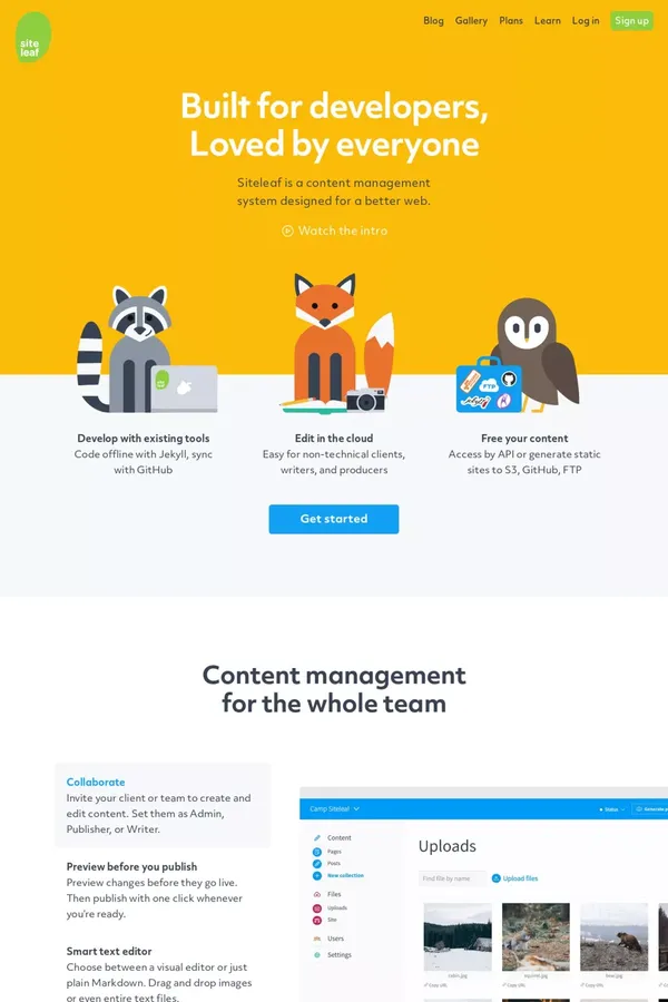 Siteleaf - A friendly CMS for your static site - Landing design inspiration