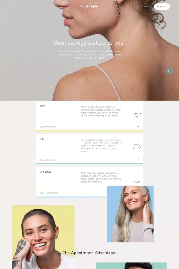 Apostrophe | Dermatology crafted to you. - Landing design inspiration