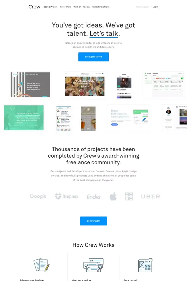 Crew | Handpicked Freelance Web Design & Web Developers - Landing design inspiration