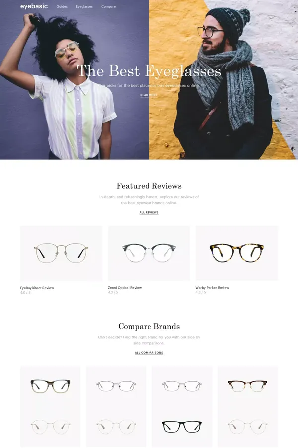 Online Eyeglasses Reviews, Ratings & Comparisons — Eyebasic - website design inspiration