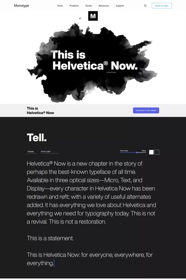 Helvetica® Now - Landing design inspiration