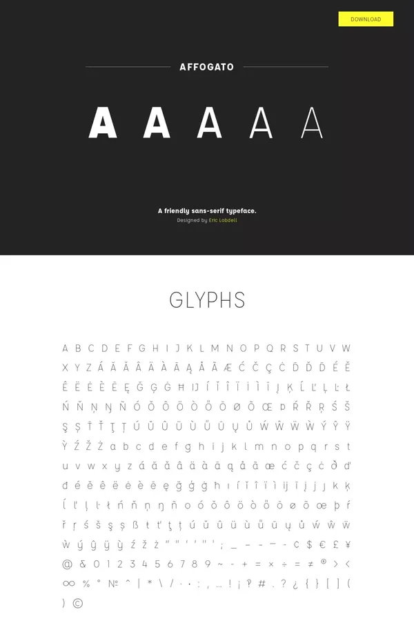 Affogato - A Friendly Sans-Serif Typeface - Landing design inspiration