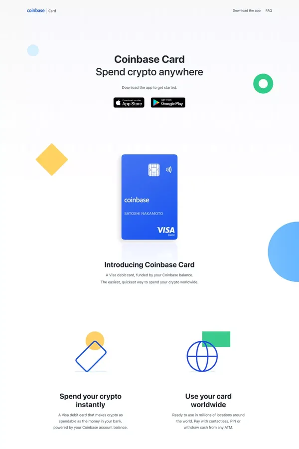 Coinbase Card - Landing design inspiration