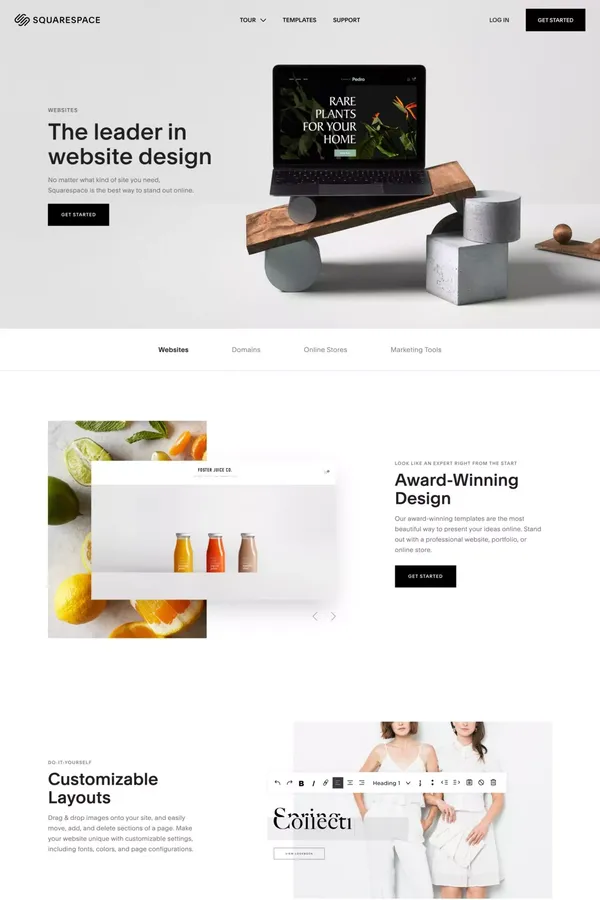 Website Design - Design a Beautiful Website – Squarespace - Landing design inspiration