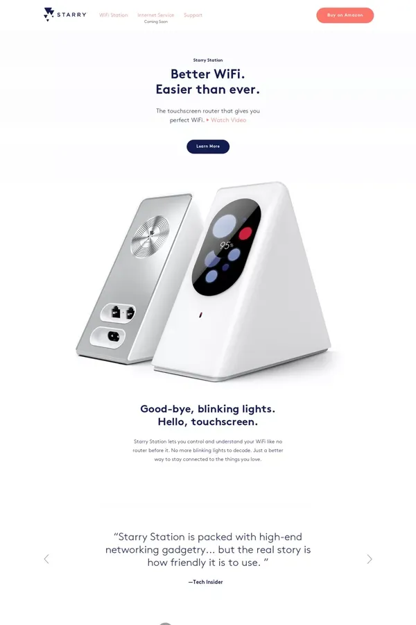 Starry Station WiFi Router and Starry Internet Service - Landing design inspiration