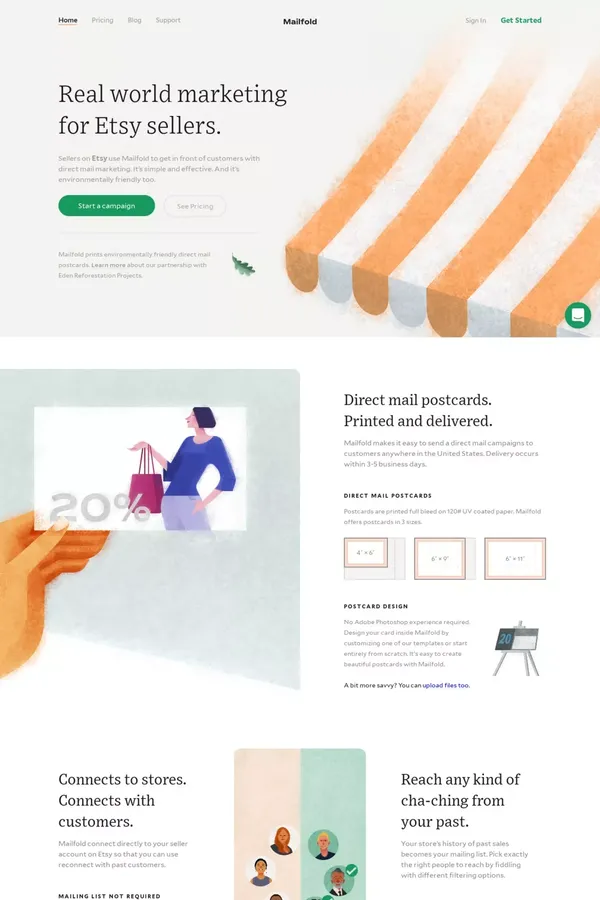 Mailfold - Direct Mail for Sellers on Etsy - Landing design inspiration