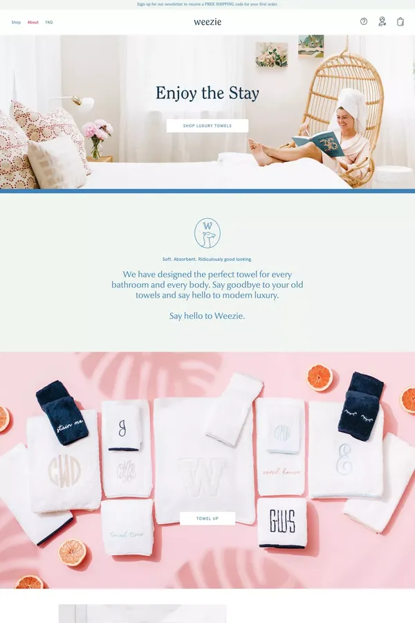 Weezie Towels - Ecommerce design inspiration