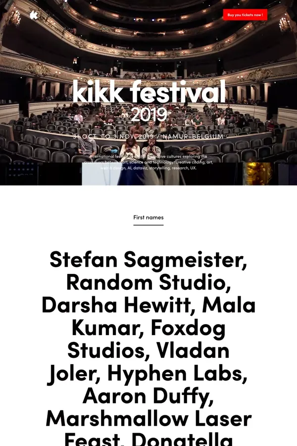 Kikk 2019 - Landing design inspiration