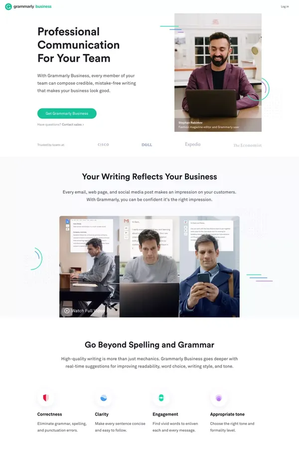 Grammarly Business - Polish Your Team’s Communication - Landing design inspiration