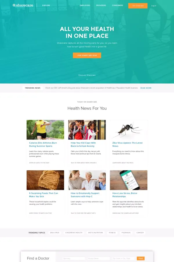 Sharecare: Get Expert Health Advice, Find a Doctor & Manage Your Health - Landing design inspiration