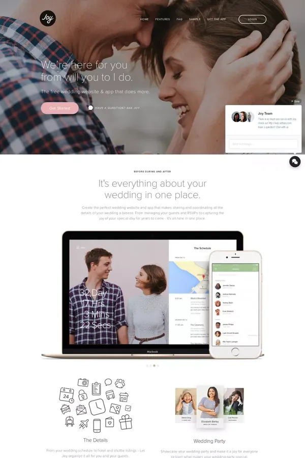 Joy - Everything about your wedding in one place. - Landing design inspiration