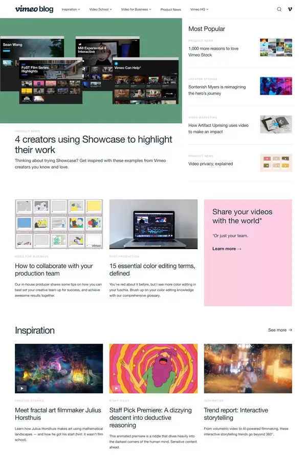 The Vimeo Blog - Blog design inspiration