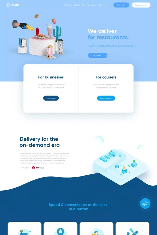 Stuart • Same-day or next day delivery for businesses - Landing design inspiration