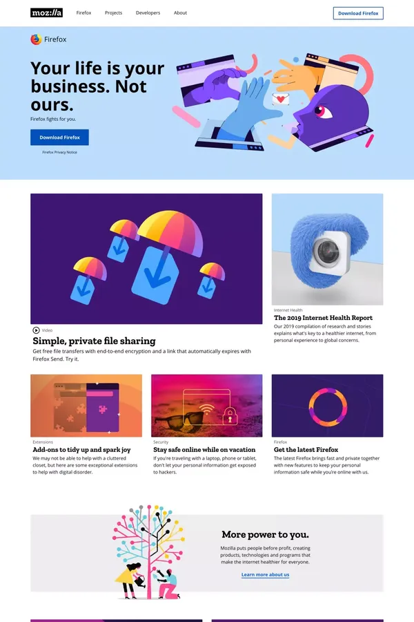 Internet for people, not profit    — Mozilla - Blog design inspiration