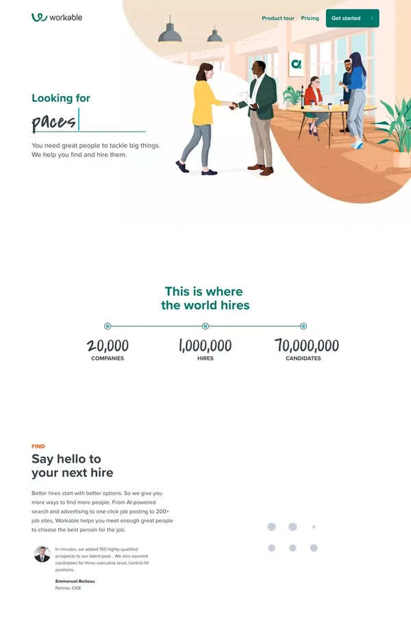 The leading Applicant Tracking System & Recruiting Software | Workable - Landing design inspiration