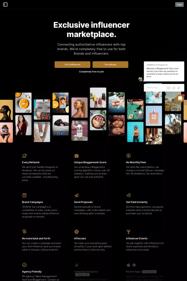 Influencer Marketing Platform & Marketplace | Bloggerwork - website design inspiration