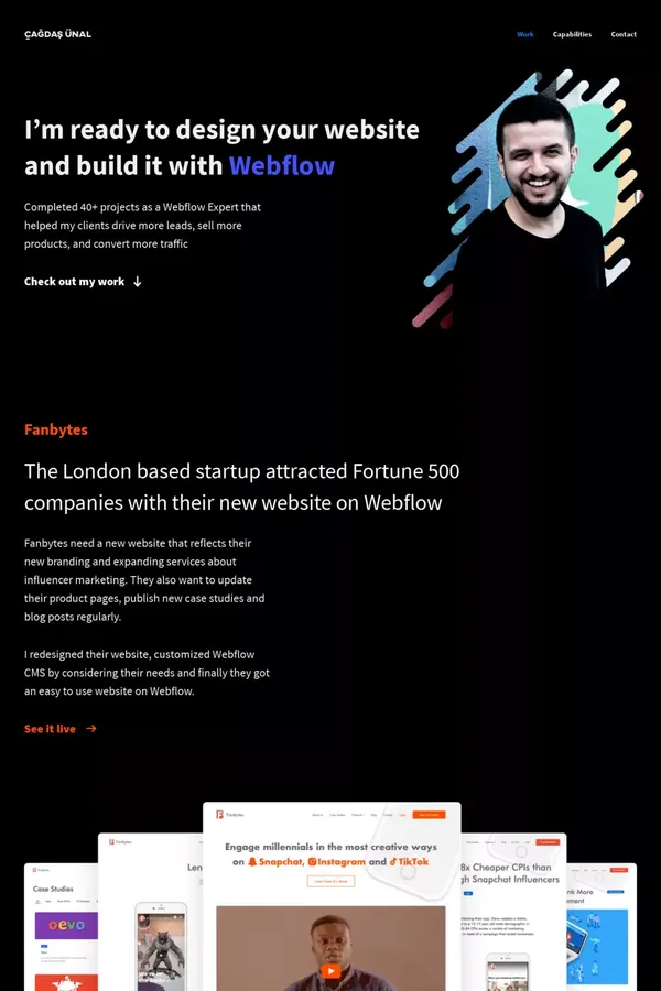 Webflow Expert & Web Designer | Çağdaş Ünal - website design inspiration