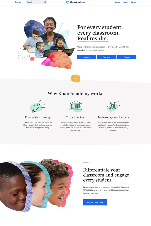 Khan Academy | Free Online Courses, Lessons & Practice - Landing design inspiration