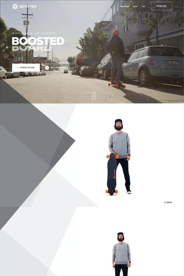 Boosted - The Ultimate Electric Skateboards - Landing design inspiration