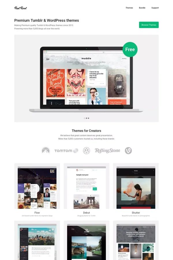 Pixel Revel – Premium WordPress & Tumblr themes - Landing design inspiration