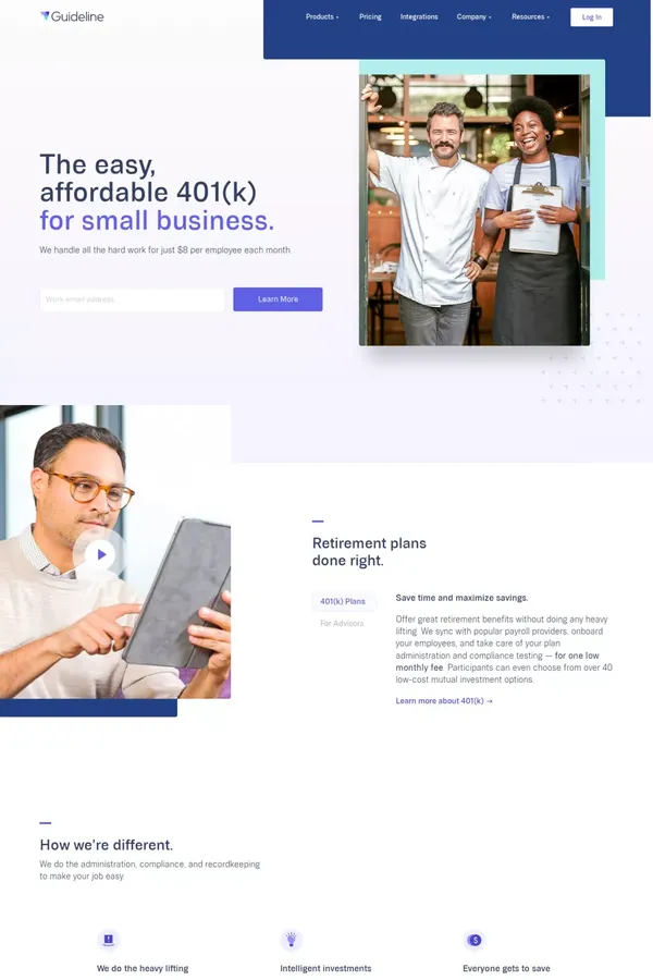 https://guideline.com/ - Landing design inspiration