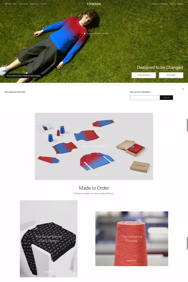 Unmade | Unique knitwear that redefines personal style - Ecommerce design inspiration