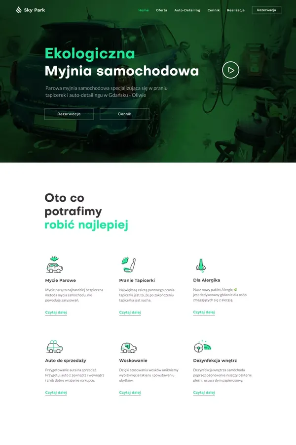 SkyPark: Ręczna myjnia samochodowa : Auto detailing : Pranie i czyszczenie tapicerki - Landing design inspiration