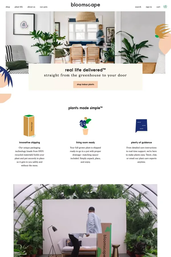 Bloomscape | Living room ready plants delivered to your door - Ecommerce design inspiration