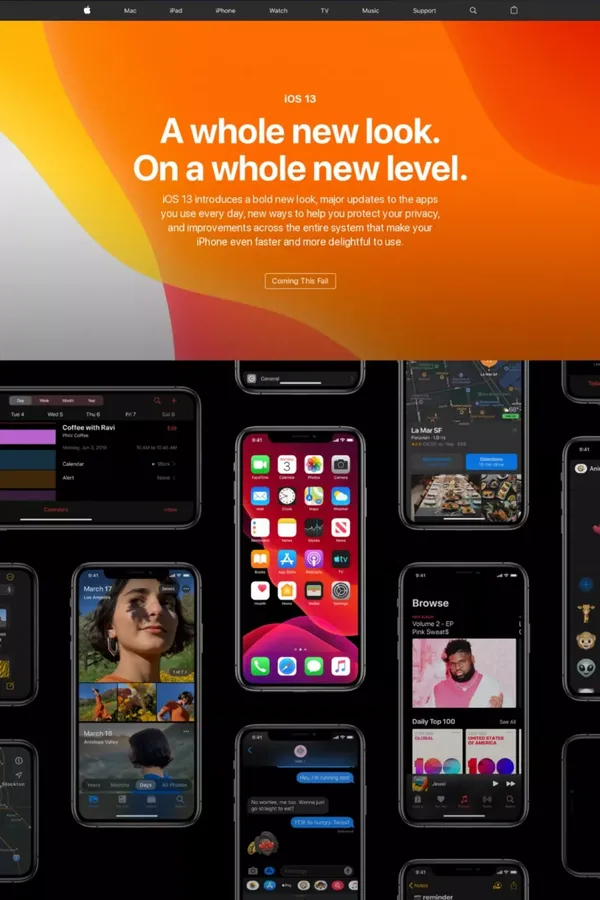 iOS 13 Preview - Apple - Landing design inspiration