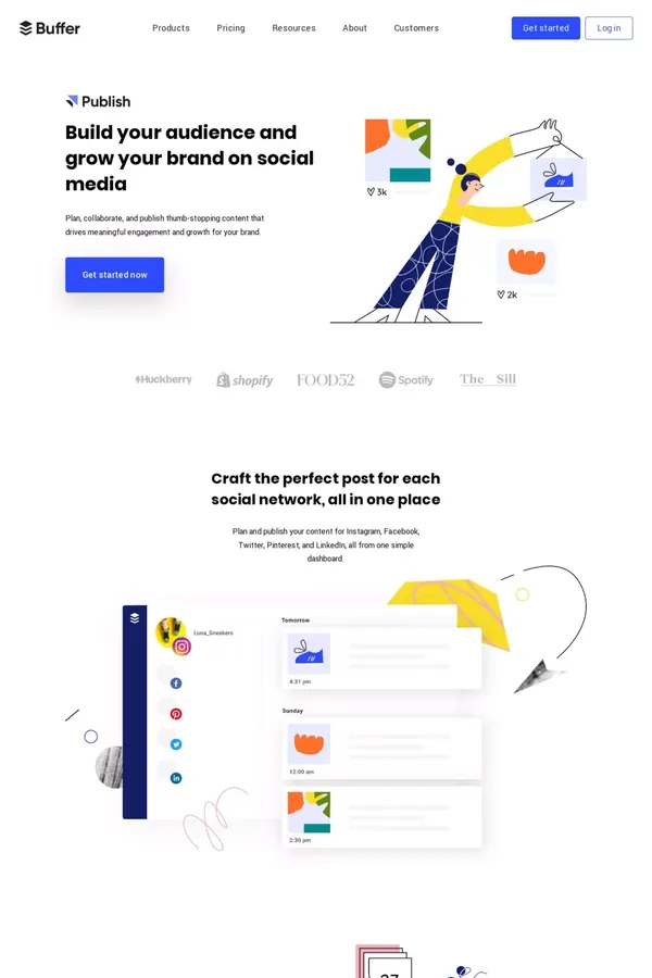 Buffer | Social Media Management Software for Growing Brands - Landing design inspiration